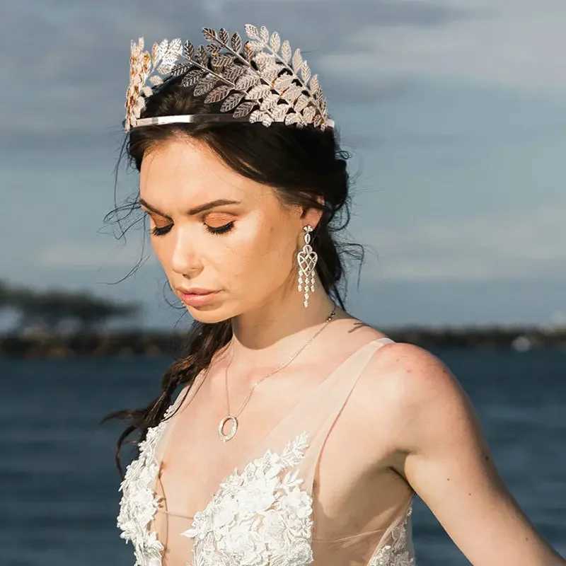Fashion Greek Goddess Headband Gold Leaves Branch Crown Bride HairBand Wedding Tiara Hair Jewelry AccessoriesX240913