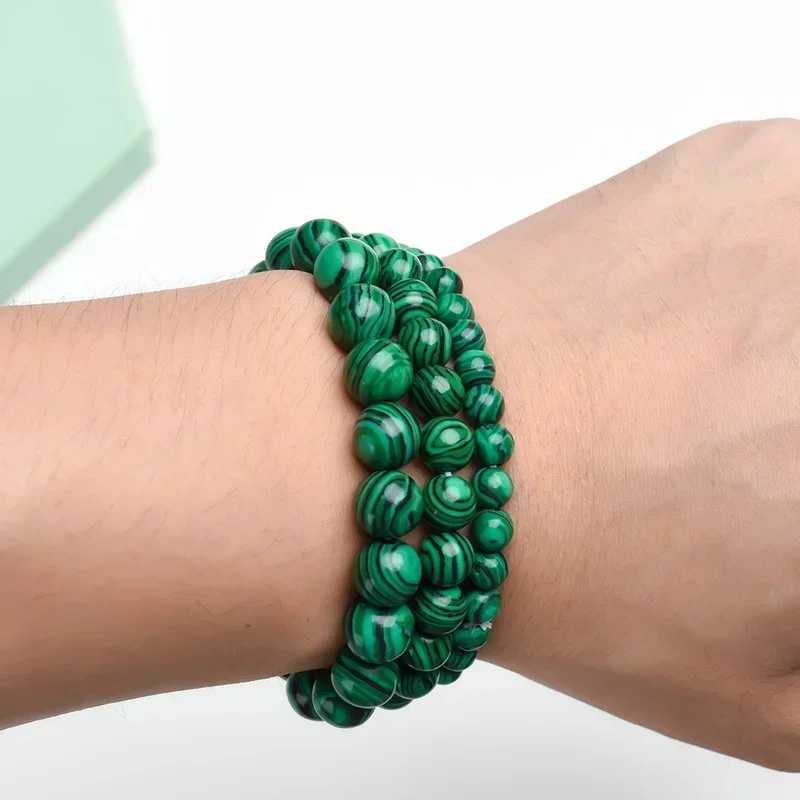 6/8/10mm natural malachite bracelet womens natural stone bead bracelet round diabetes relief bracelet treatment jewelry W240913