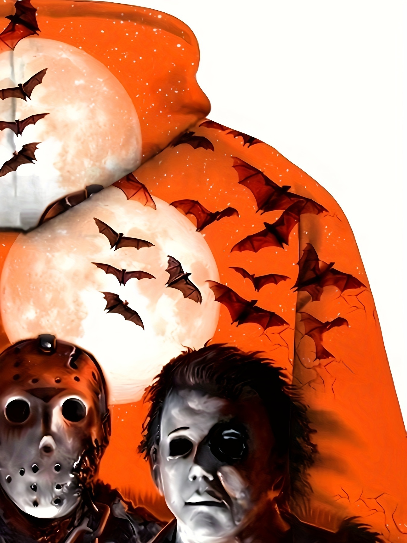 Festive 3D Printed Horror Characters and Pumpkin Hoodie for Men - Party Wear, Polyester Material, Long Sleeves, Regular Fit, Digital Heat Transfer Pri
