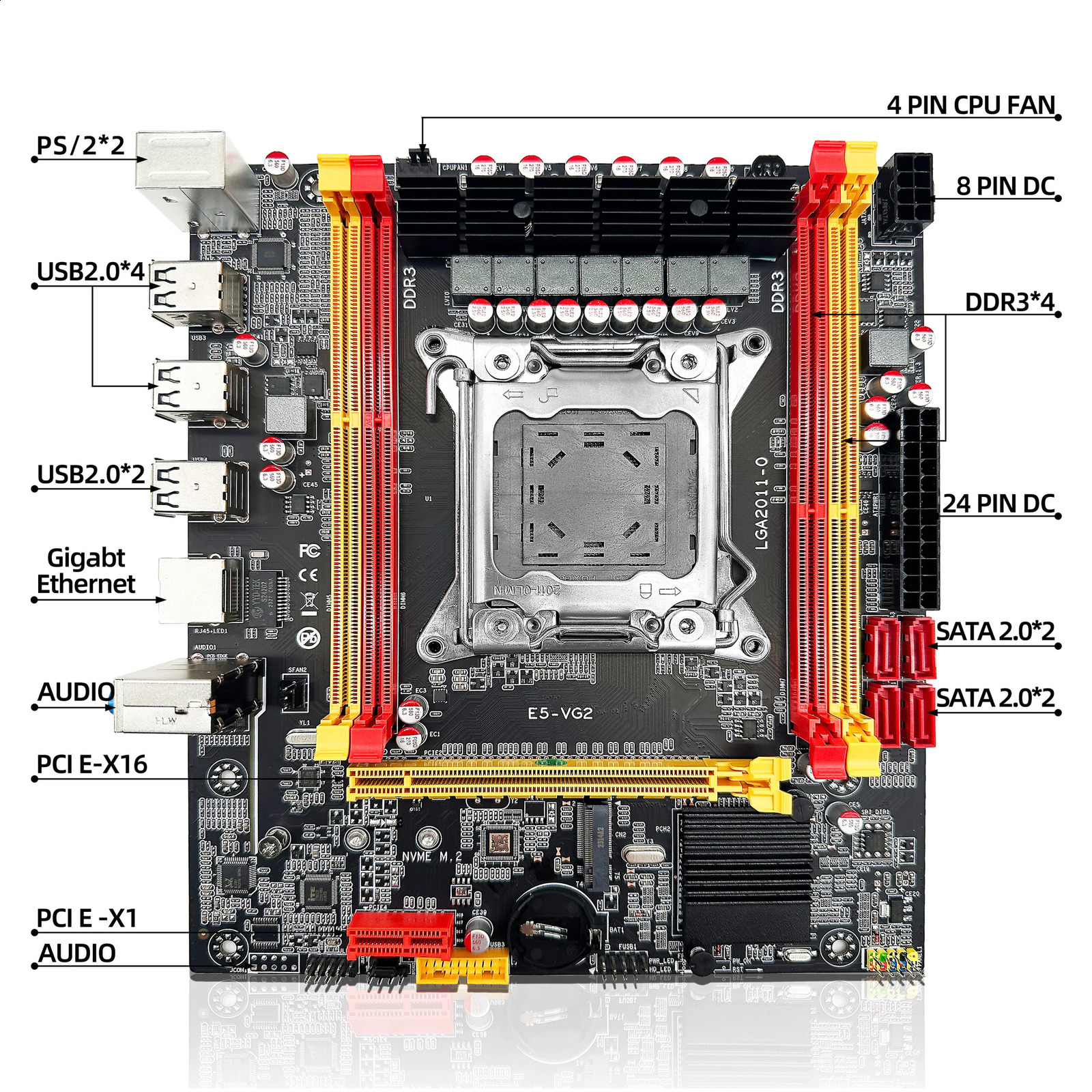 ZSUS X79 VG2 motherboard kit with Intel LGA2011 Xeon E5 2689 C2 DDR3 CPU 1 * 16GB 1600MHz ECC RAM memory NVME M.2 SATA 240909