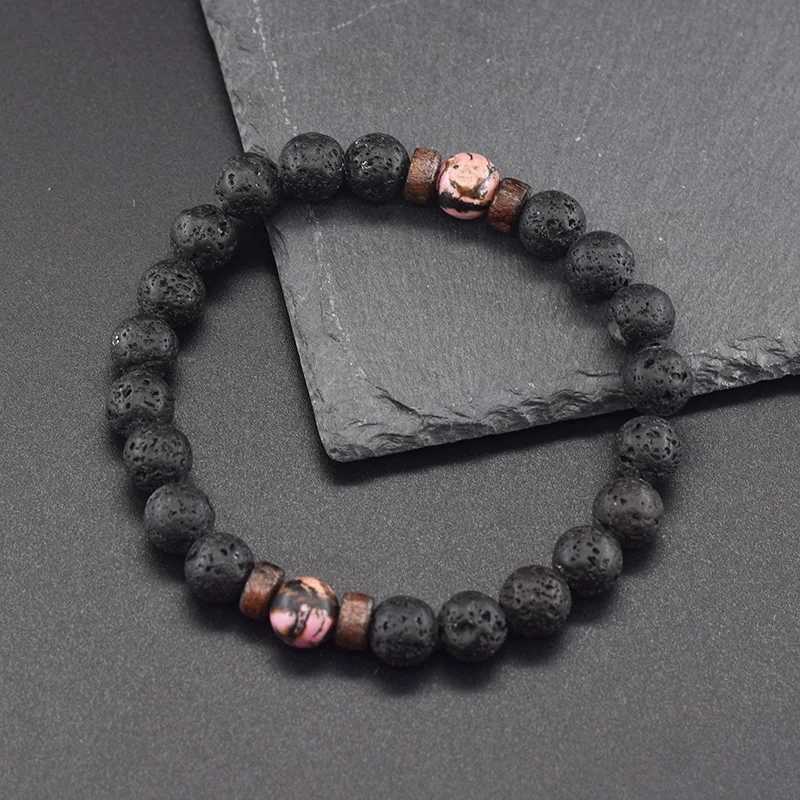 Authentic diamond bead bracelet for men and women natural energy volcanic stone bead elastic wrist bracelet yoga therapy gemstone jewelry W240913