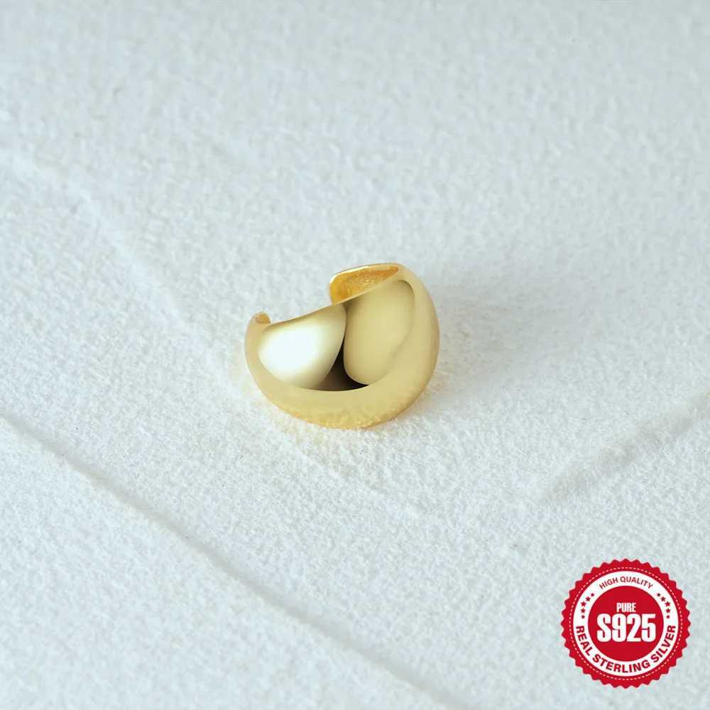 AIDE 925 Sterling Silver Wide 1cm C-shaped Ear Cuff Smooth Clip Earrings For Women Men 1 Piece Earcuff For Unpierce Ear JewelryX240913