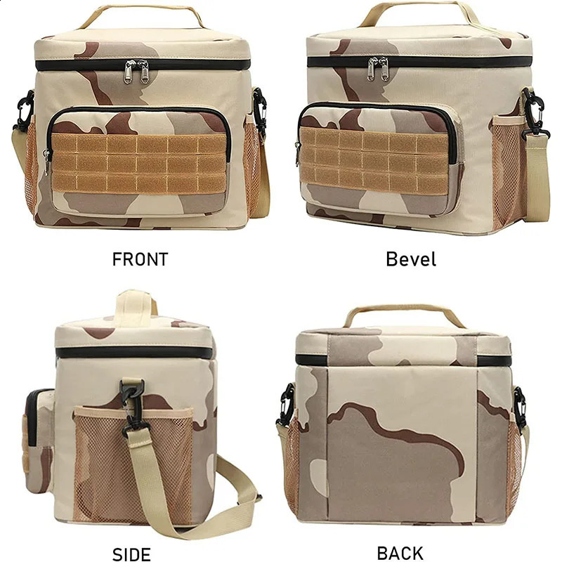Tactical lunch bag insulated adult with shoulder strap 15L large camping used for work school picnic 240910