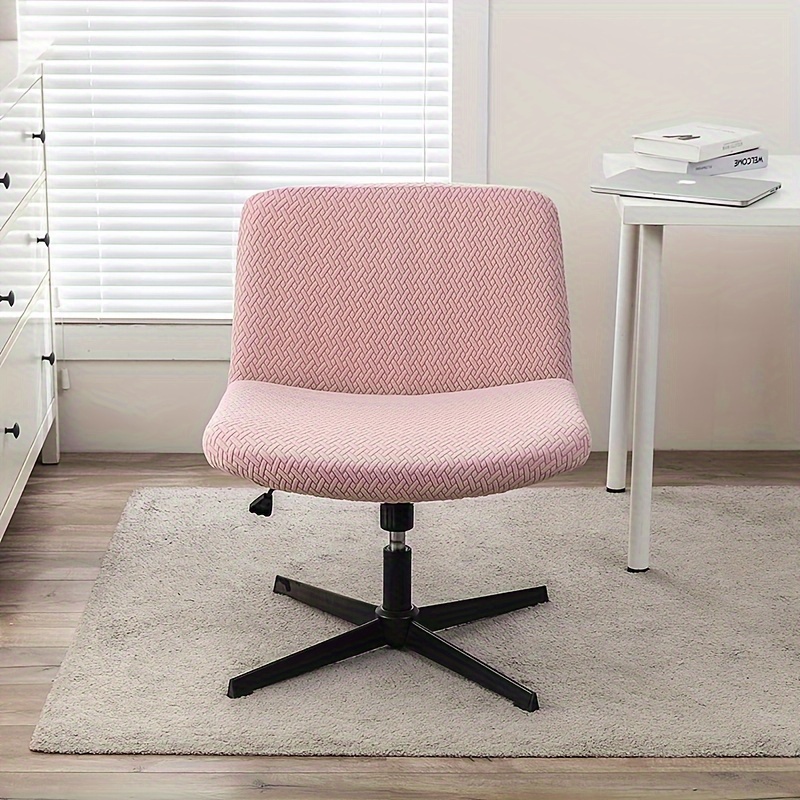 1pc Vintage Style Elastic Office Chair Cover Criss Cross Pattern Polyester Spandex Stretch Slipcover with Slip-Resistant Grip Armless Mid-Back Wide Se
