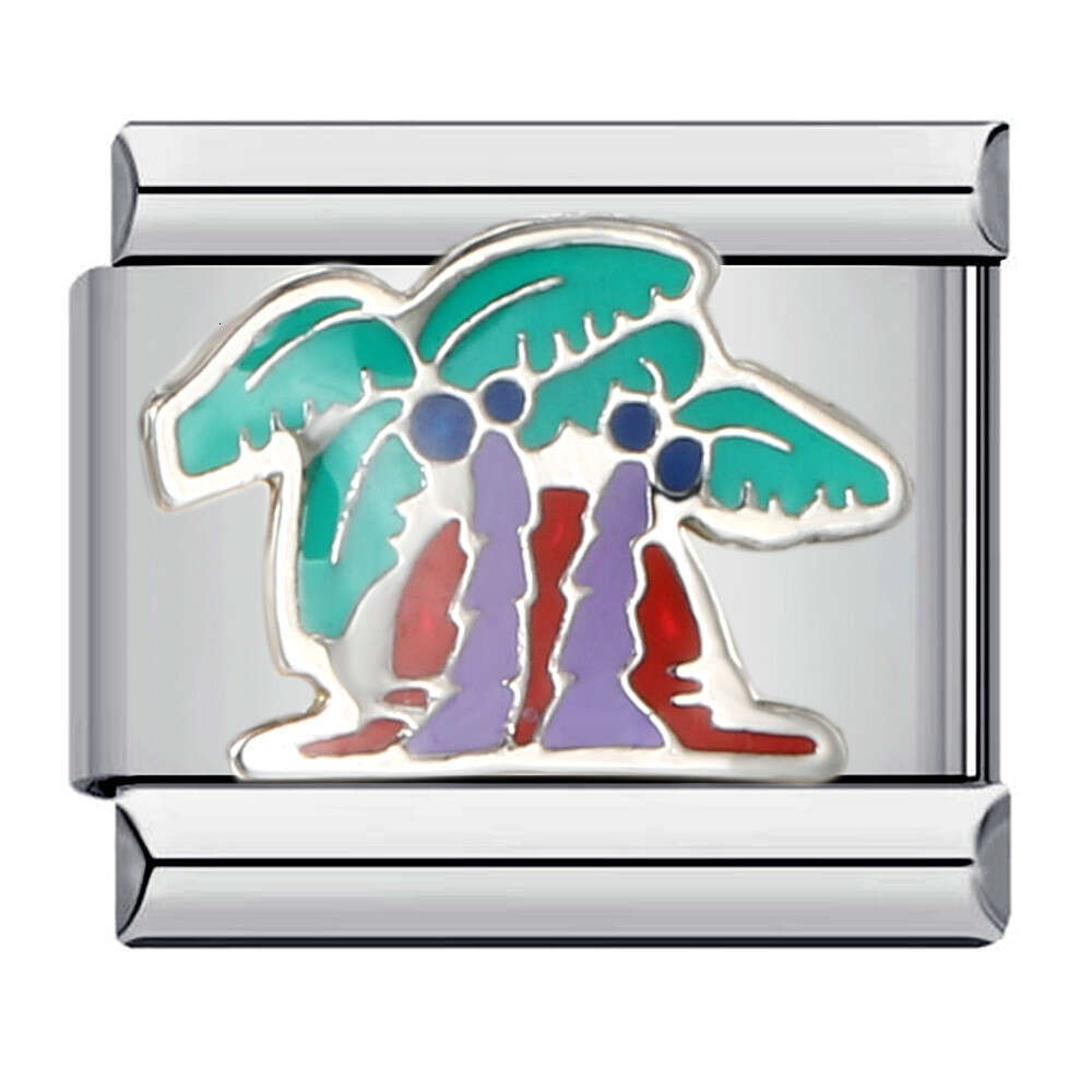 New Leisure Vacation Titanium Welding Enamel DIY Bead Bracelet Fashion Personalized Strap Chain Italian Charm Links Stainless Steel Fit 9Mm Jewelry Ma