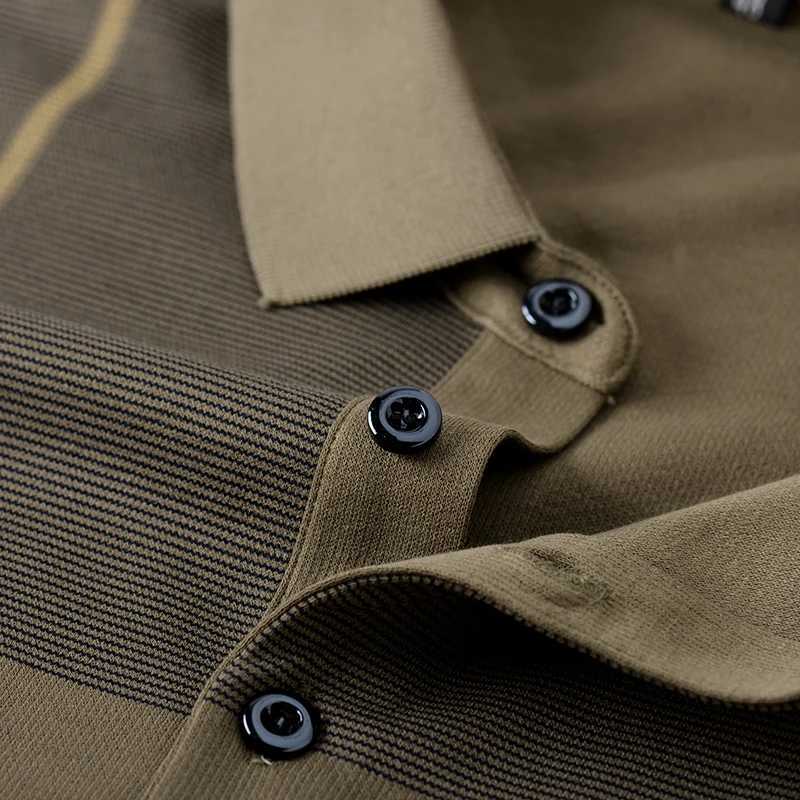 MLSHP Spring and Autumn Mens Polo Shirt High Quality Long Sleeve Business Casual Striped Mens Polo Shirt Camiseta Masculina 3XL W240913