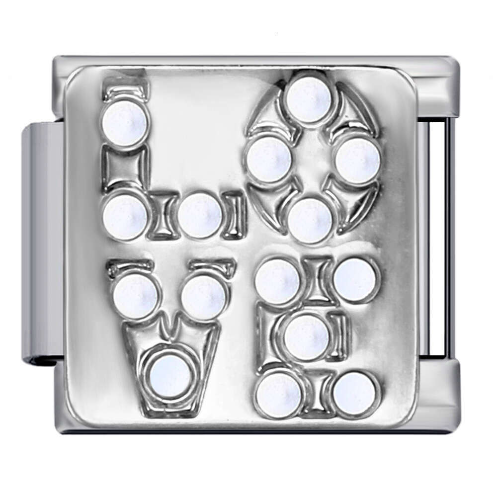 New Dia Inlaid Titanium Steel Welding Enamel DIY Module Italian Charm Bracelet Italian Charm Links Stainless Steel Fit 9mm Bracelet Jewelry DIY Making