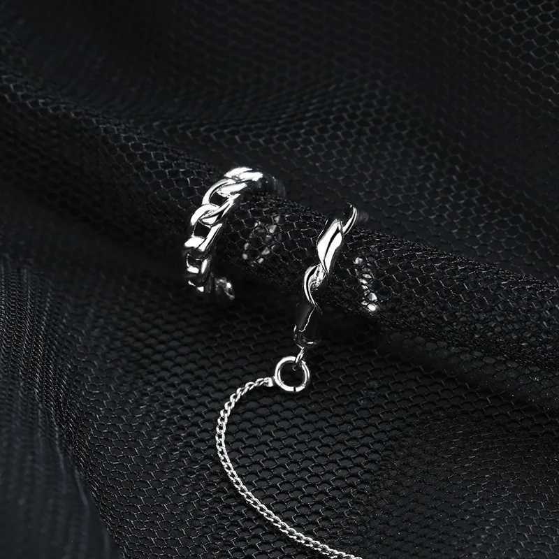 1pcs 925 Sterling Silver Crystal Ear Cuff Clip Chain Tassel Clip On Earrings for Women Silver Korean Jewelry Femme New EarcuffX240913