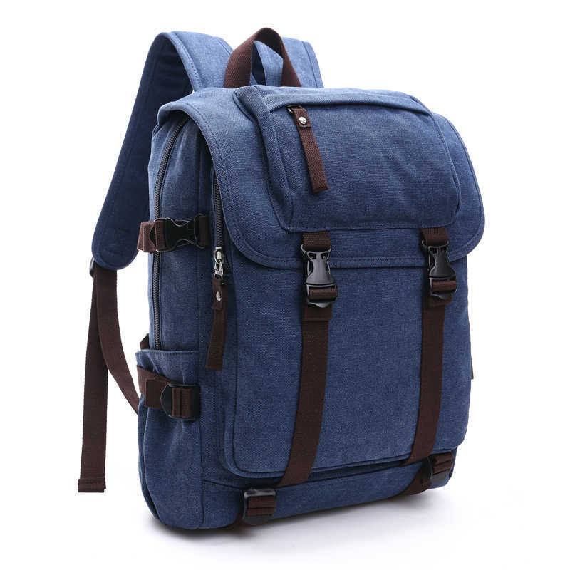 Canvas bag fashion color matching women's Canvas Backpack college style women's backpack 240915