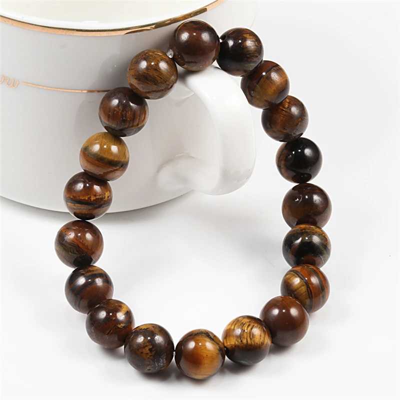 Fashionable natural stone bead tiger eye bracelet handmade elastic mens Buddha bracelet for yoga meditation jewelry Homme 6mm 8mm 10mm W240913