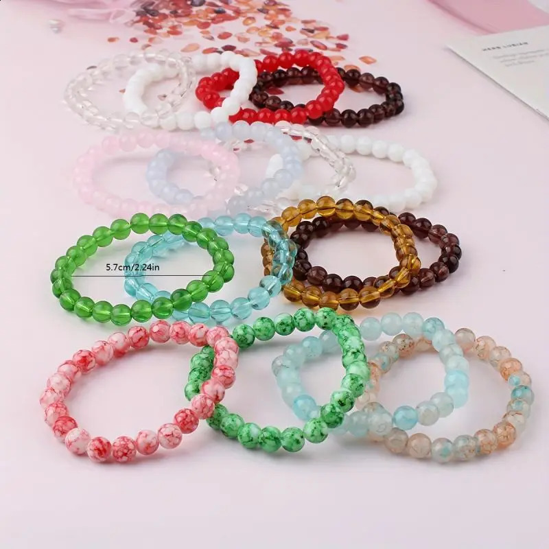 5piece set 6piece 10piece random color natural crystal bead bracelet mens and womens elastic 240906