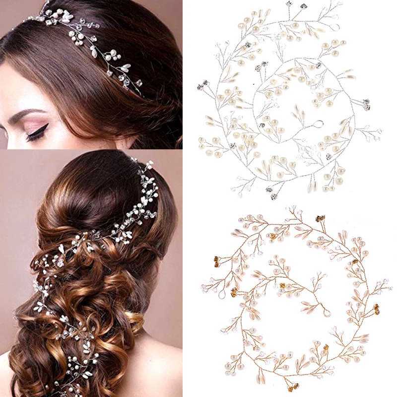 Brial Hair Jewelry Crown Headpiece Pearl Crystal Leaf Bride Tiaras Wedding Vine Hair Accessories headdress Headbands HairdressX240913