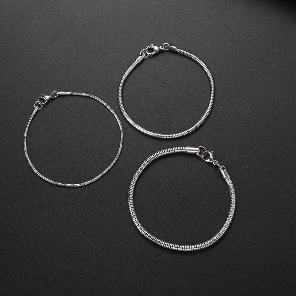 Wholesale Price Width 2/3/4MM 316L Stainless Steel Round Snake Chain Bracelet Fashion Gift Jewelry For Men and Women Top QualityX240913