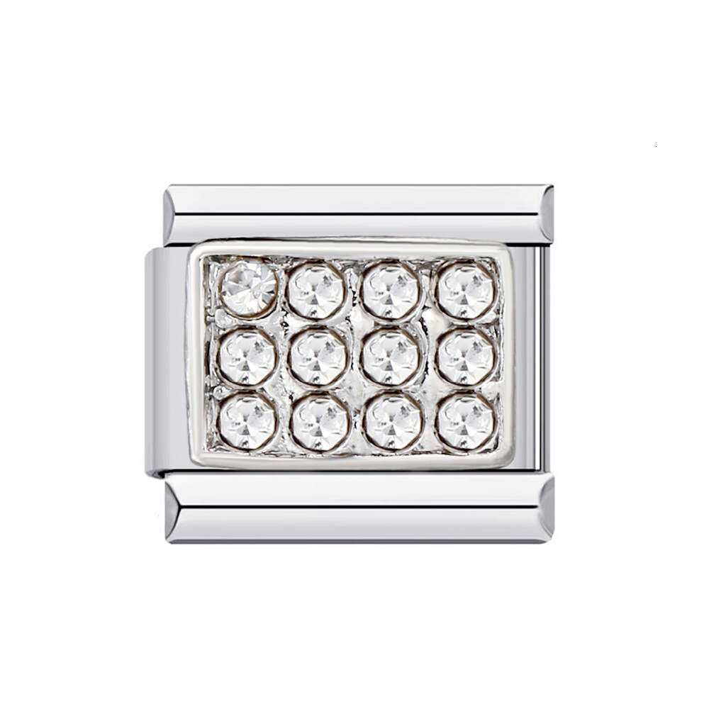 Dia Studded Square Stainless Steel DIY Module Bracelet Italian Charm Bracelet Italian Charm Links Stainless Steel Fit 9Mm Bracelet Jewelry DIY Making 