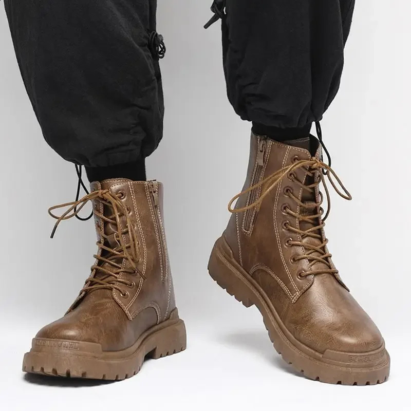 Short sleeved mens boots platform spring autumn mens boots retro classic low-priced size 45 Y2k anti slip 240910