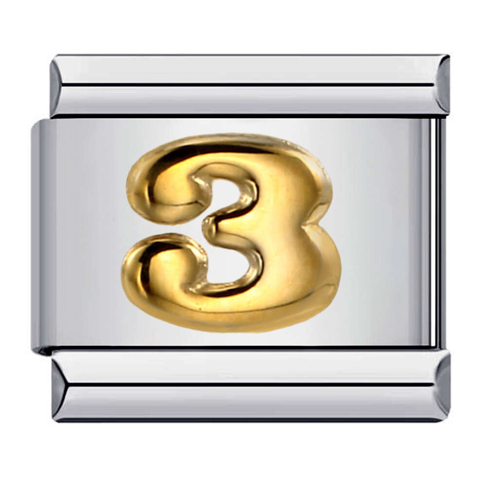 New Titanium Steel Concave Convex Arabic Numerals DIY Bead Bracelet Bead Italian Charm Links Fit 9Mm Bracelet Jewelry DIY Making Gifts