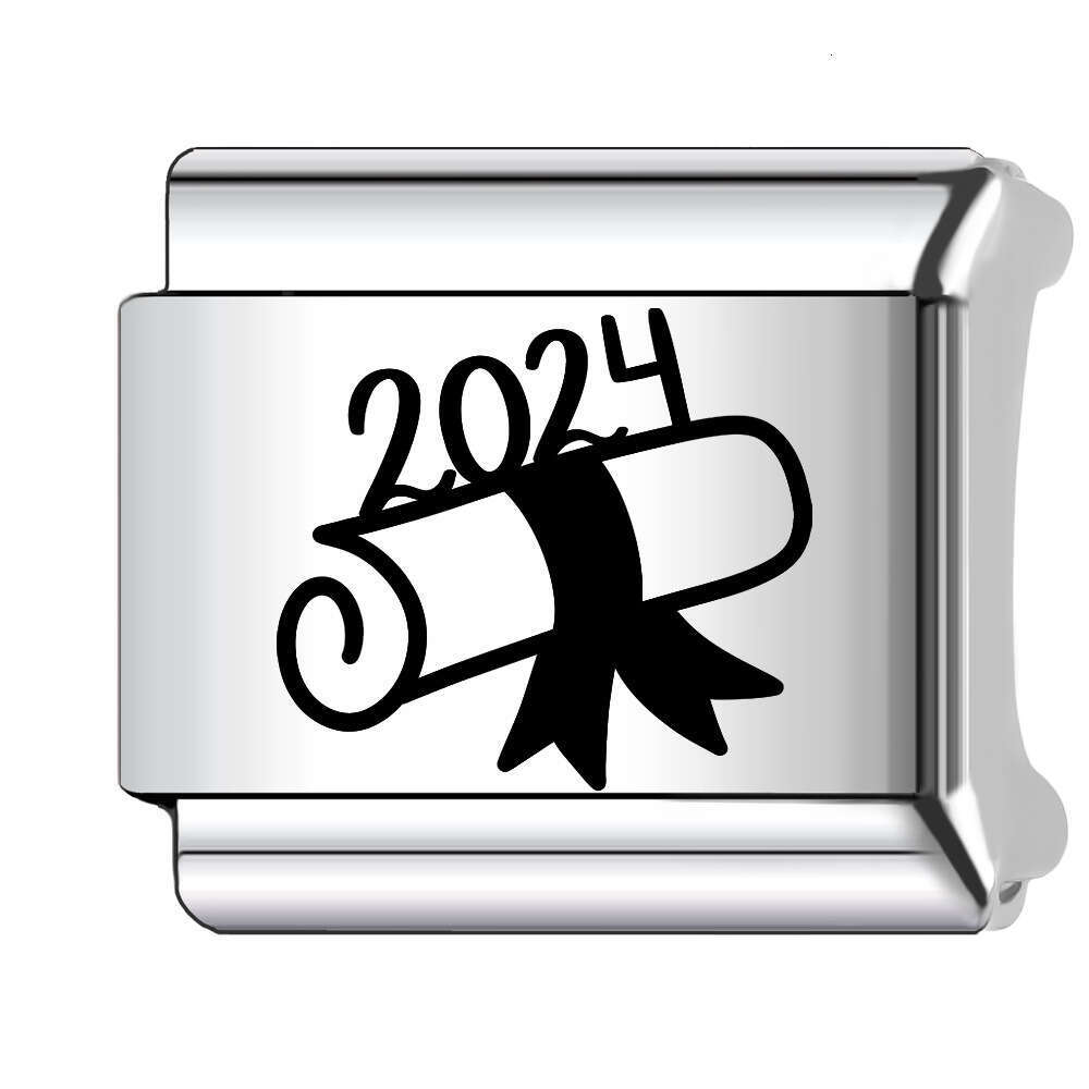 New Women's Gift 2024 graduated Bead Italian Charms Links Bangle Beads Fit 9mm Stainless Steel Bracelet Making DIY For Women Fashion Jewelry