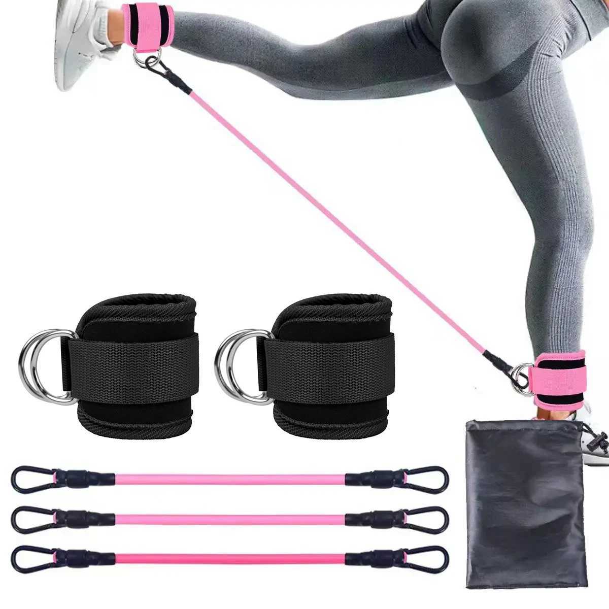 Ankle Straps TPE Resistance Rope Set Ankle Support Cuffs For Gym Cable Machines Fitness Yoga Pilates Crossfit Women Weight Sport Y240913