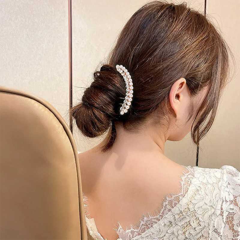 Pearl Rhinestone Crystal Hairclips Tiaras Barrettes Hair Clips Bridal Headpiece Hair Jewelry Accessories Metal Bun Hair CombsX240913