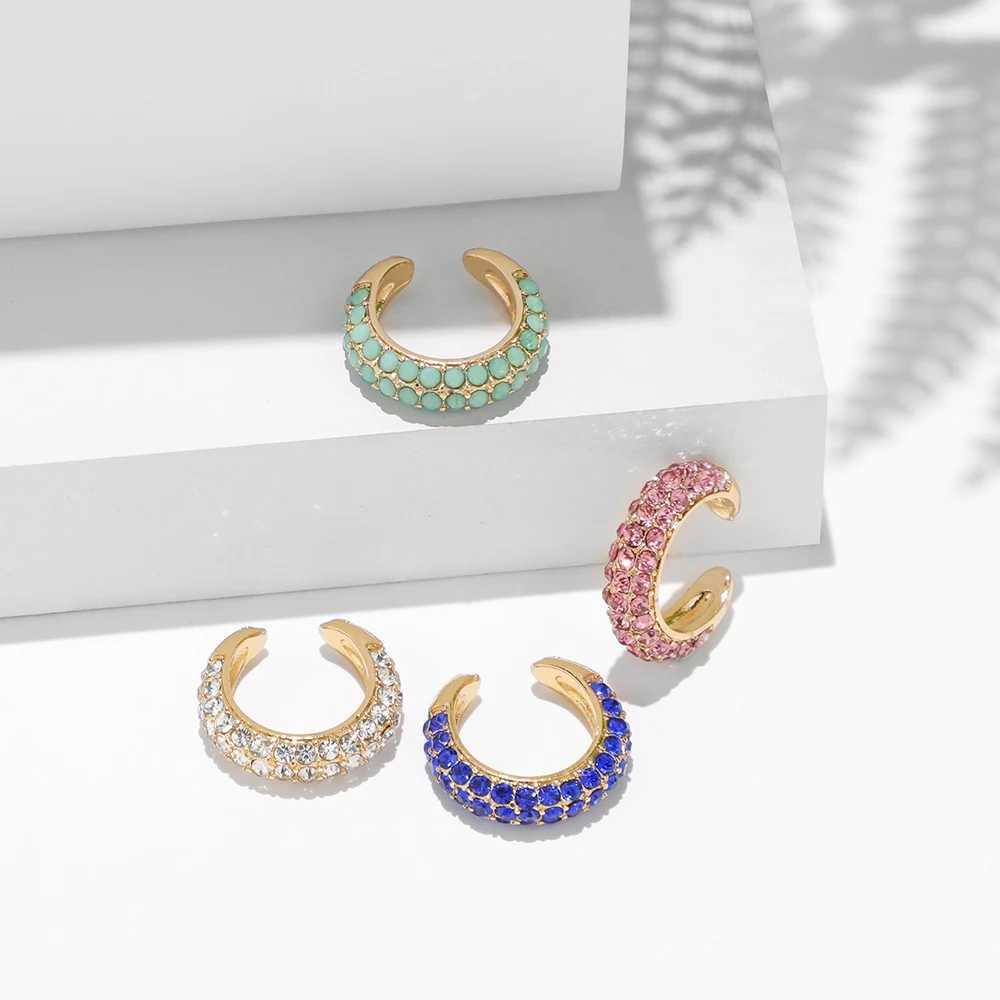 C-shape Gold plated Ear Cuff Clip Earrings For Women Micro pave CZ zircon Earcuff Without Piercing Earclip Wedding JewelryX240913