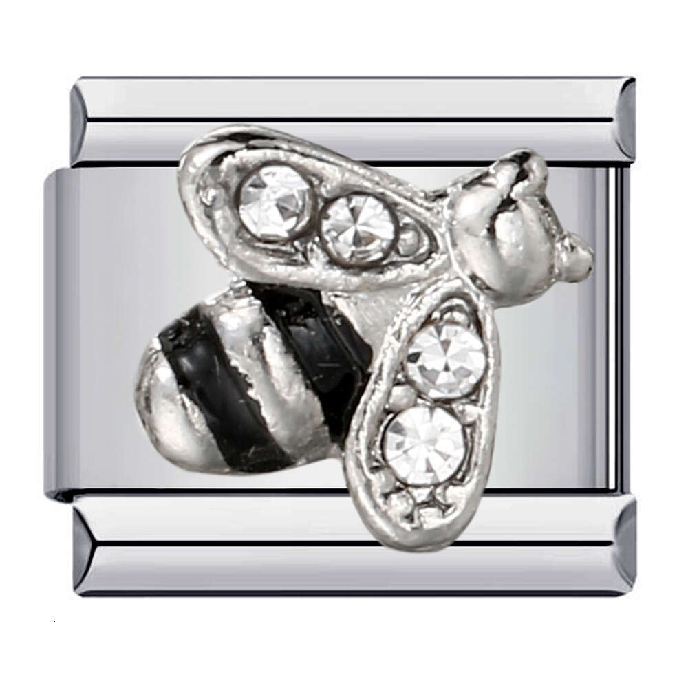 2024 New Titanium Welding Pattern Enamel Cartoon DIY Bead Bracelet Italian Charm Links Stainless Steel Fit 9Mm Jewelry Making G