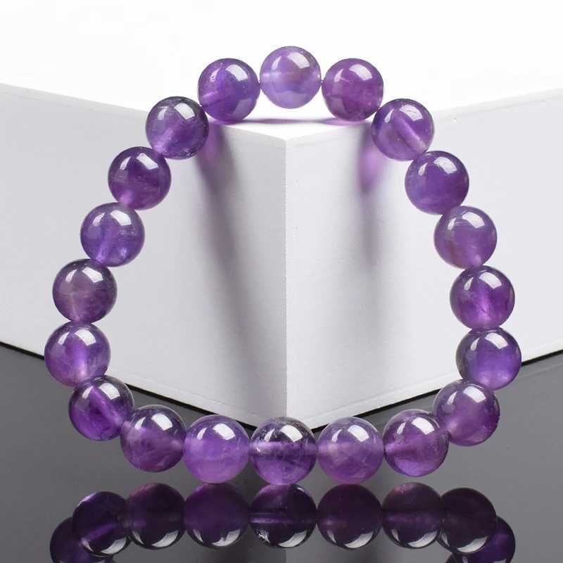 Natural Amethyst Bracelet High Quality Natural Stone Bead Bracelet Womens Genuine Primitive Amethyst Spirit Crystal Quartz Jewelry W240913