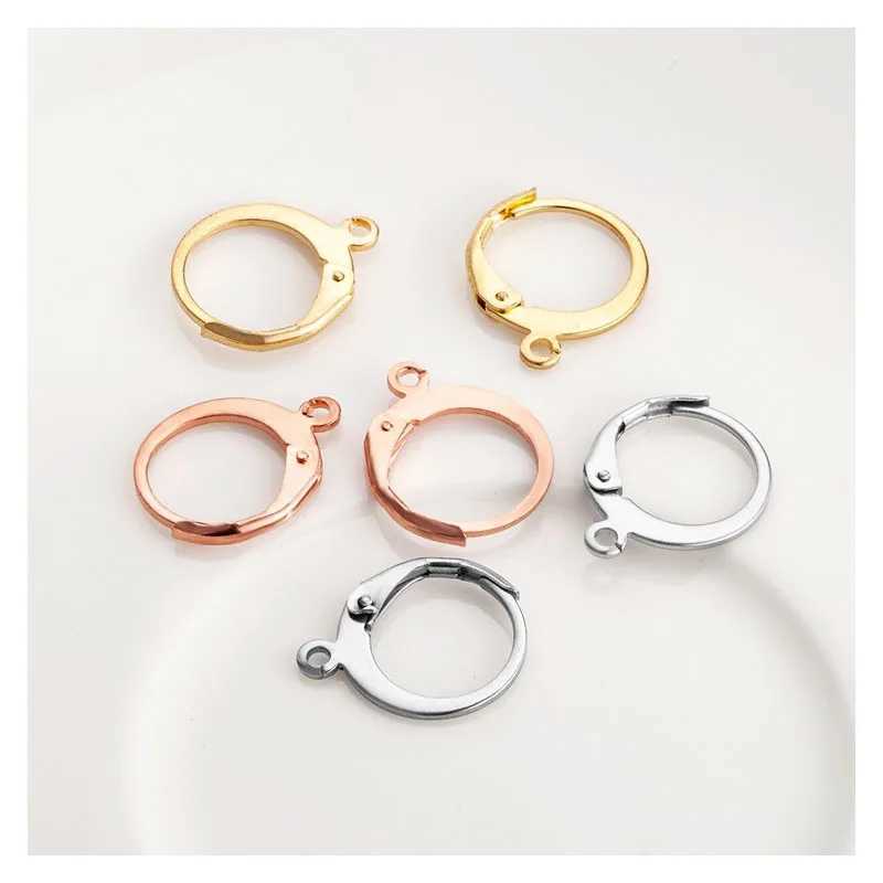 10pcs/lot 12*14.5mm Stainless Steel Earring Hook French Earring Hooks With Loop DIY Earrings AccessoriesX240913
