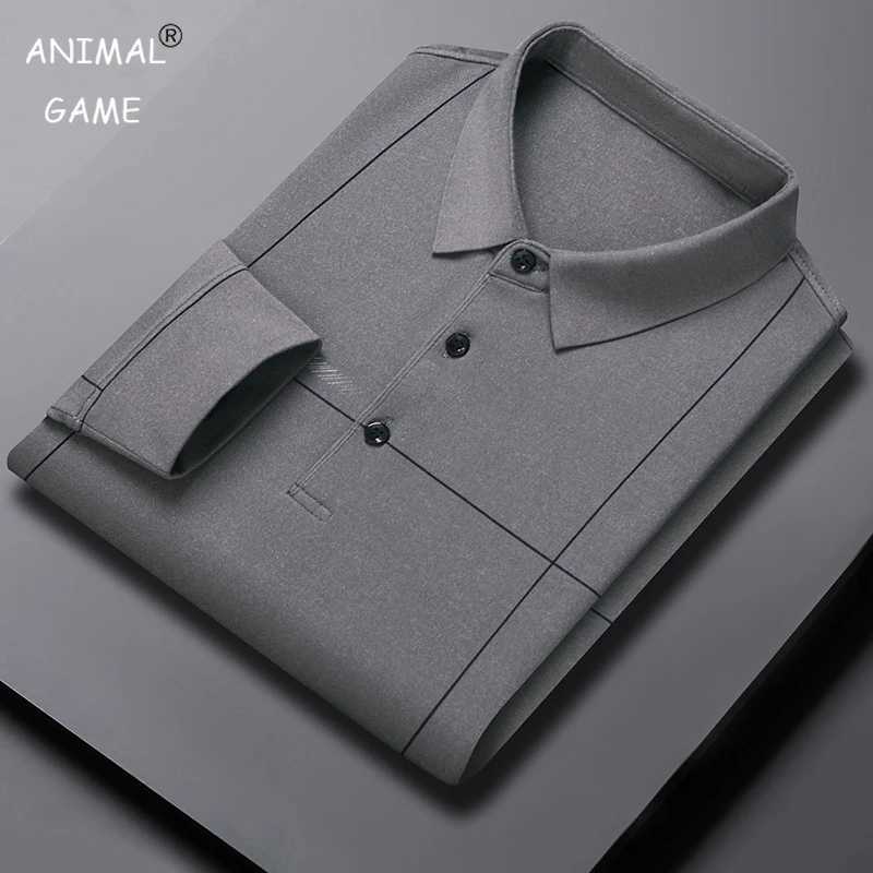 New mens polo shirt business autumn T-shirt long sleeved casual mens polo shirt slim fit Korean clothing button up shirt W240913