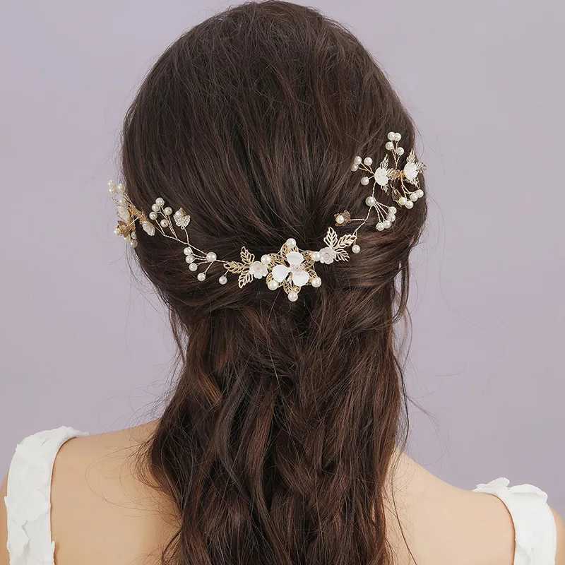 Trend Hair Comb Bridal Tiaras Rhinestone Pearl Alloy Hairband Hairpin Wedding Hair Ornament Girls Daily Headwear Head JewelryX240913