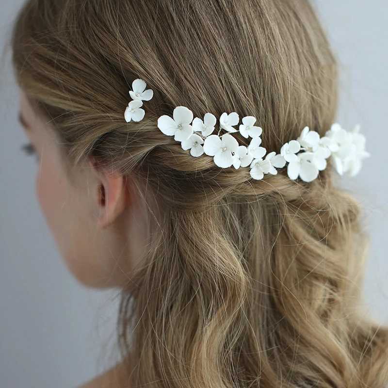 Handmade High Quality Ceramic Flower Hair Combs Hair Accessories for Women Brides Wedding Tiara on The Head Ornaments HairpinsX240913