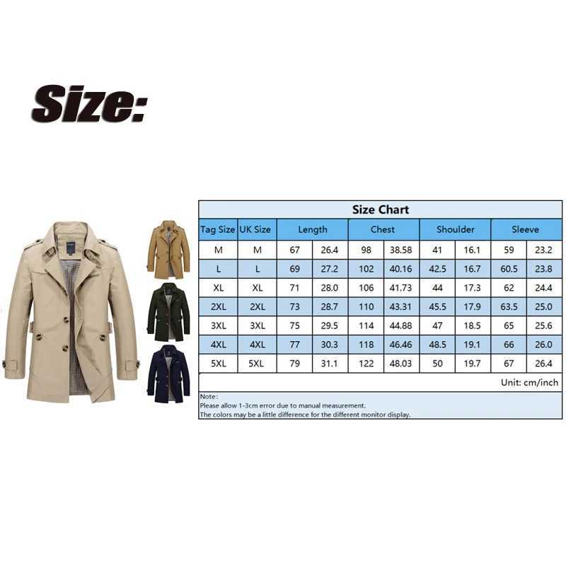 Mens Casual Lapel Trench Coat Long Jacket Fashion Solid Color Lapel Button Multi-pocket Windproof Warm Formal Coat Y240913