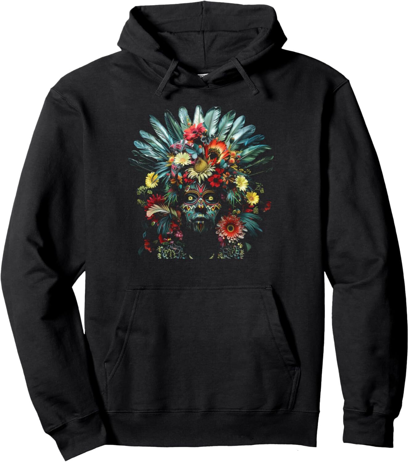 Hoodie for Mens Womens Flower Crown Warrior Indigenous Peoples Day Gift Native Pullover Hoodie Graphic Hoodies sweatshirt Pullover Long Sleeve