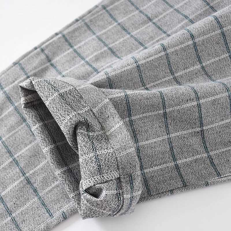 New spring and autumn mens plaid pajamas cotton flannel home service large size long-sleeved trousers soft suit sleep wear men Y240913