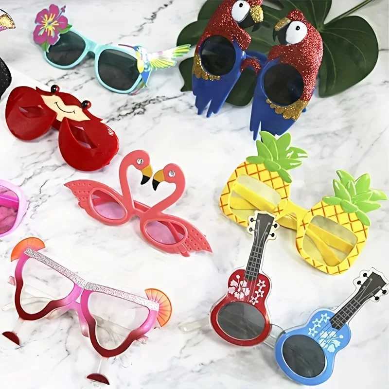 Other Fashion Accessories 9 Pairs Hawaiian Glasses Luau Party Sunglasses Tropical Dress Props Fun Summer Favors Beach Themed Decoration H240913
