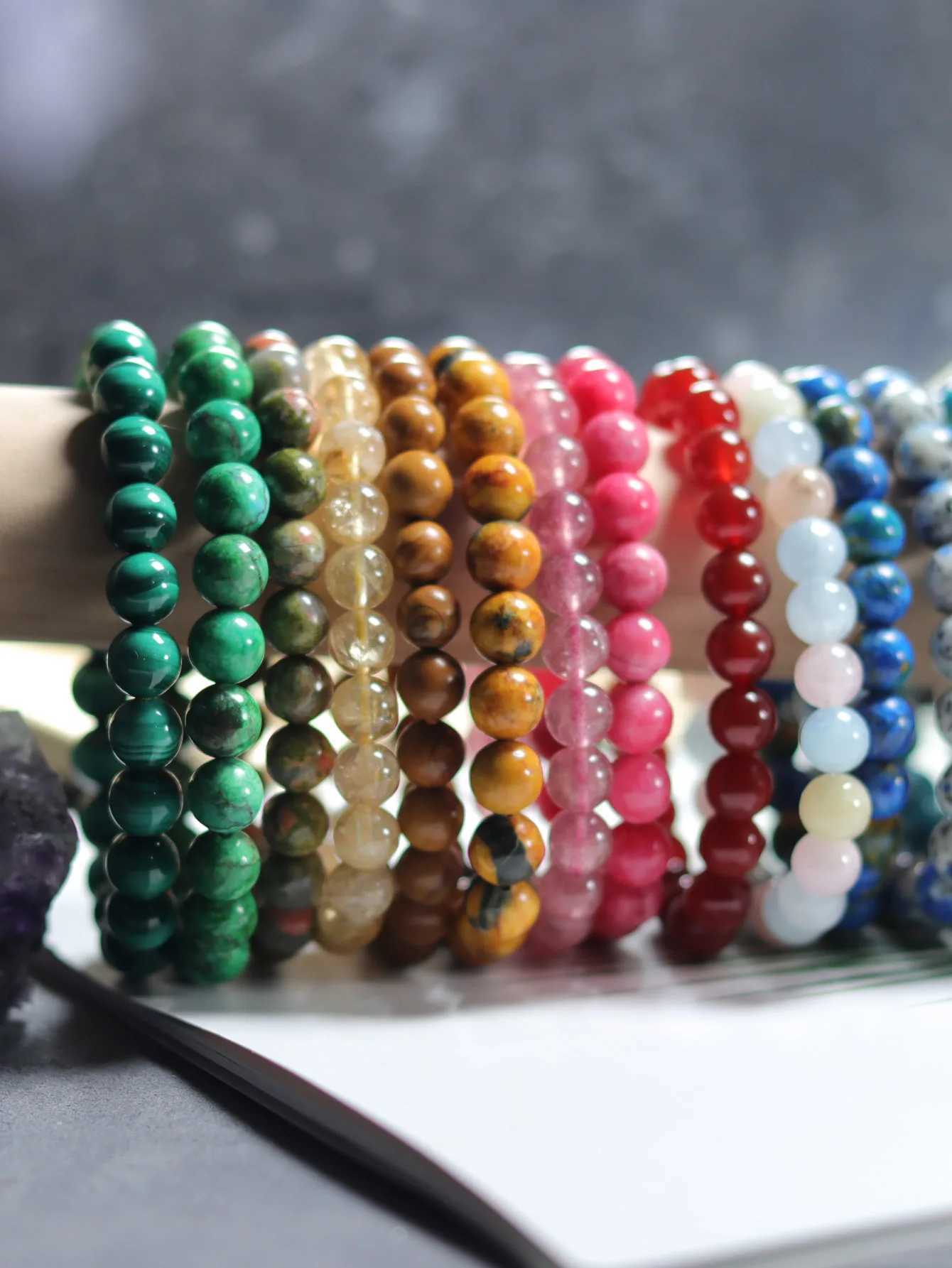 1 Bohemian minimalist natural gemstone 8MM round bead bracelet suitable for womens daily wear holiday parties W240913