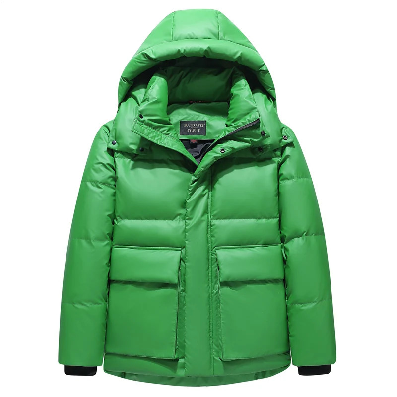 Winter 90% White Duck Down Mens Jacket High Quality Hoodie Thick Warm Down Jacket Loose Black Park 240913