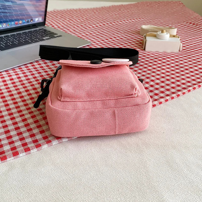 Womens bag mini canvas bag Trendy Instagram Korean version phone bag cute student cross body bag 240912