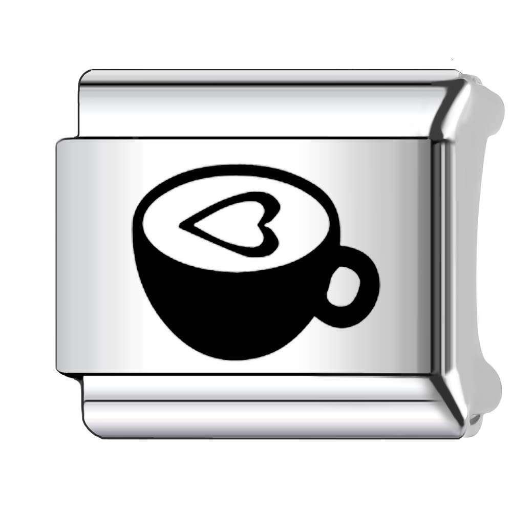 2024 New Women's Gift Coffee Drink Bead Italian Charms Links Beads Fit 9Mm Stainless Steel Bracelet Making Jewelry