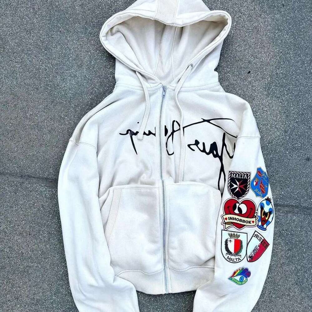 y2k new gothic zipper hoodie multi color pattern design hoodis mens womens street retro haruku hip hop loose sweatshirt