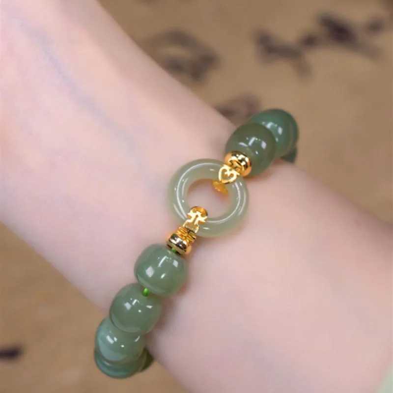 New Bohemia Antique Beaded Natural Hotan Jade Bracelet Elegant Antique Fashion Handmade Decorative Bracelet Womens Leisure Jewelry Gift W240913