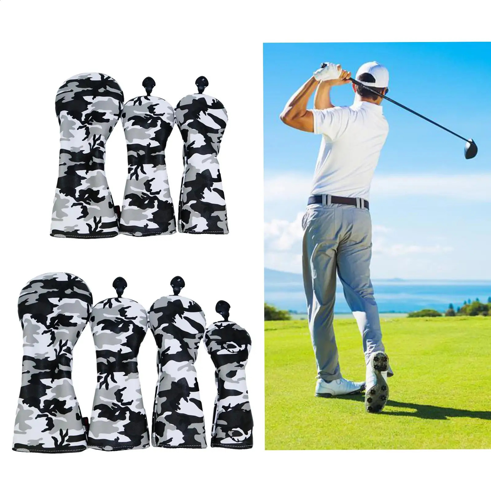 Waterproof Camo Golf Wood Headcover Fairway Club Head Covers Case Protector 240909