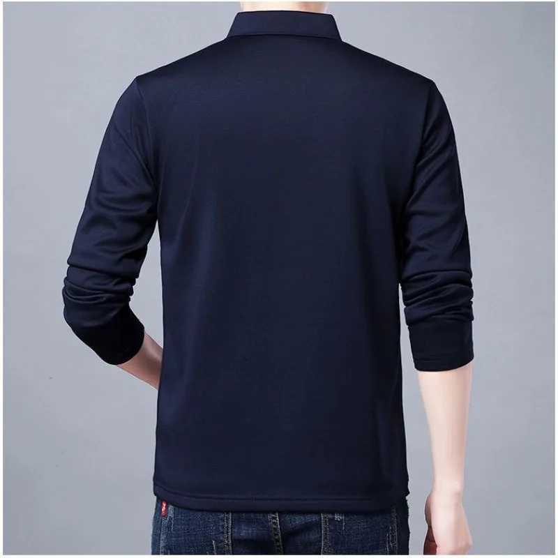 Mens Spring/Summer Floral Swing Door Collar Splicing Zipper Solid Color Ultra Thin Fit Loose Edition Long Sleeve T-shirt Top W240913