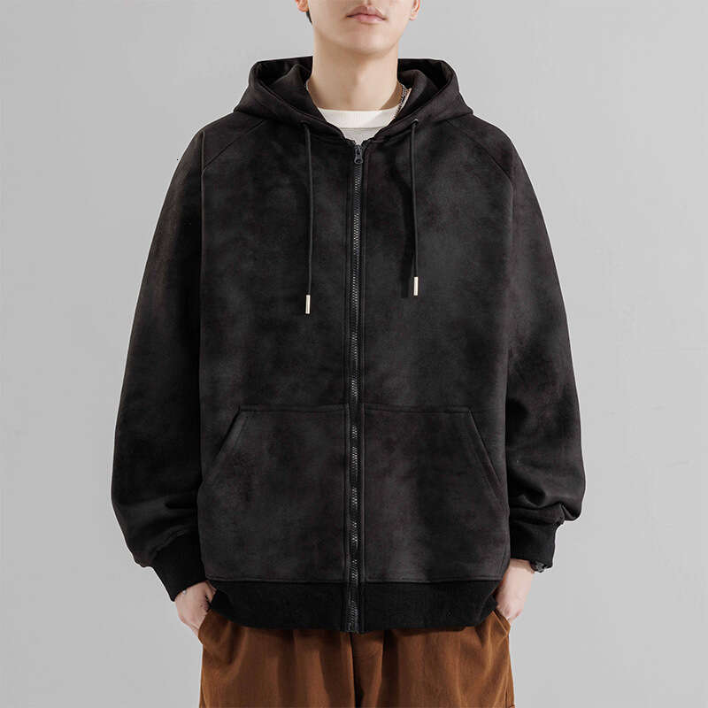 Hoodie Casual 2024 Hoodie Suede Youth Sports Men's Hoodie New Cardigan Velvet Autumn