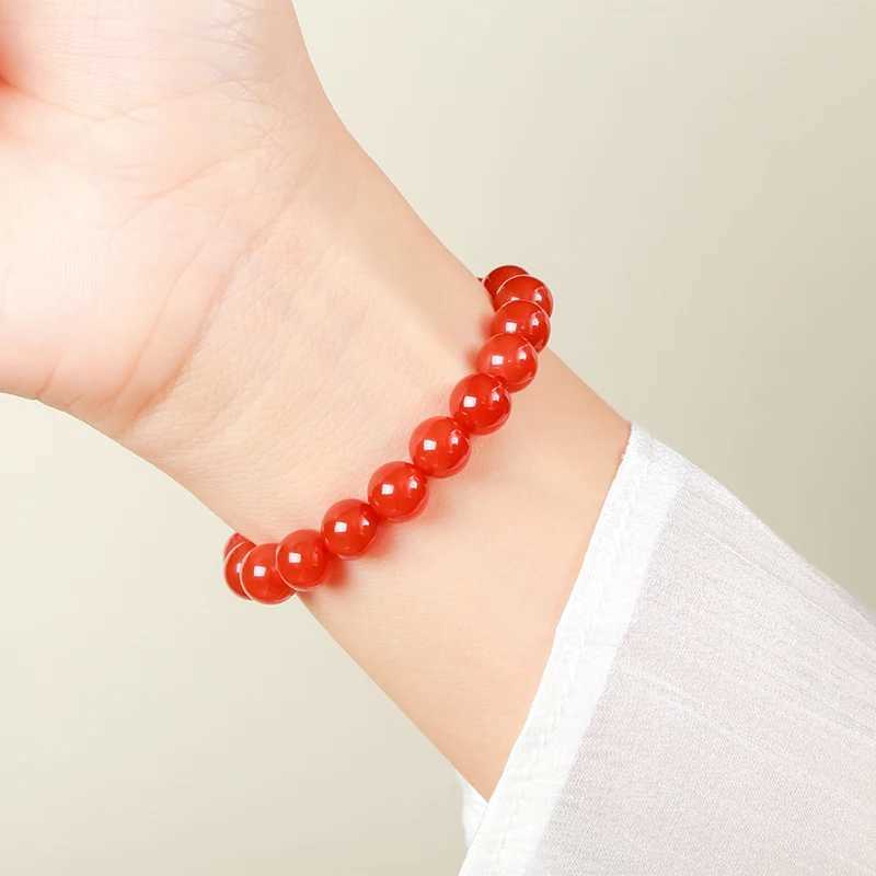 JD Natural Stone Red Agate Bead Bracelet Womens Fashion 6 8 10mm Canelian Bead Braided Rope Bracelet Yoga Balance Lucky Jewelry W240913