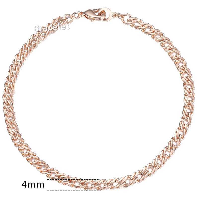 5mm Bracelets for Women Girls 585 Rose Gold Color Venitian Curb Link Bracelets Woman Fashion Party Jewelry 18cm 20cm KGB428X240913