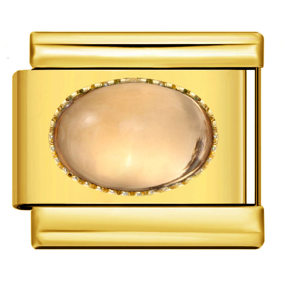 New Gold And Sier Bottom Micro Inlaid Oval Colored Stone charm DIY Welding Bracelet Italian Charm Links Stainless Steel Fit 9Mm Bracelet Jewelry DIY M