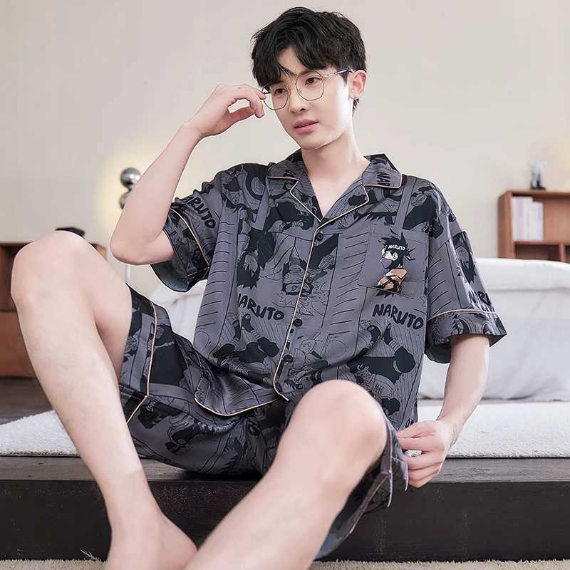 2024 Summer Men Pyjamas Cute Pajamas Sets Nightwear Big Boys Sleepwear Student Pyjamas Night Suit Pijamas Plus Size Top Homewear Y240913