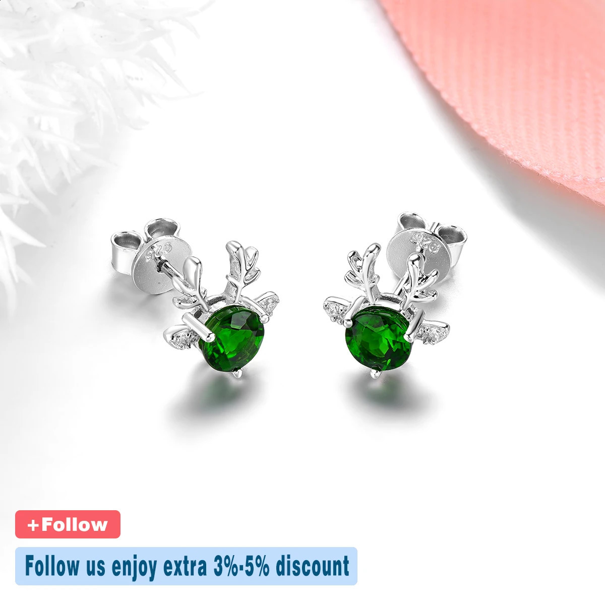 Natural chrome diode sterling silver stud earrings cute Christmas style exquisite jewelry 12carat genuine gemstone S925 240912