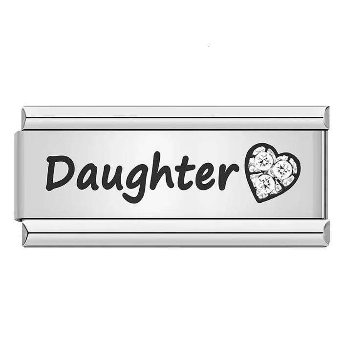 Long Titanium Steel Laser Engraved Pattern Module DIY Fashion Bracelet Italian Charms Charm Links Stainless Steel Fit 9Mm Bracelet Jewelry Making Gift