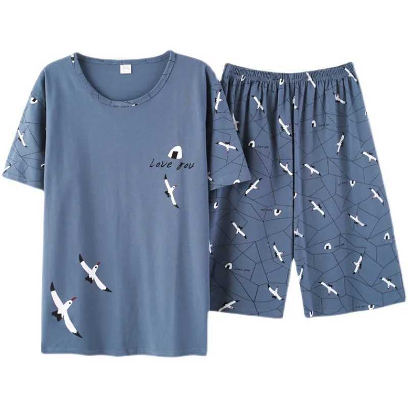 New Pajamas Loungewear Set Mens Summer Youth Short Sleeve Loose Simple Casual Loungewear Set Plus Fat Plus Size Boys Pajamas Y240913